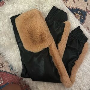 SOLD : Faux Leather & Fur Joggers